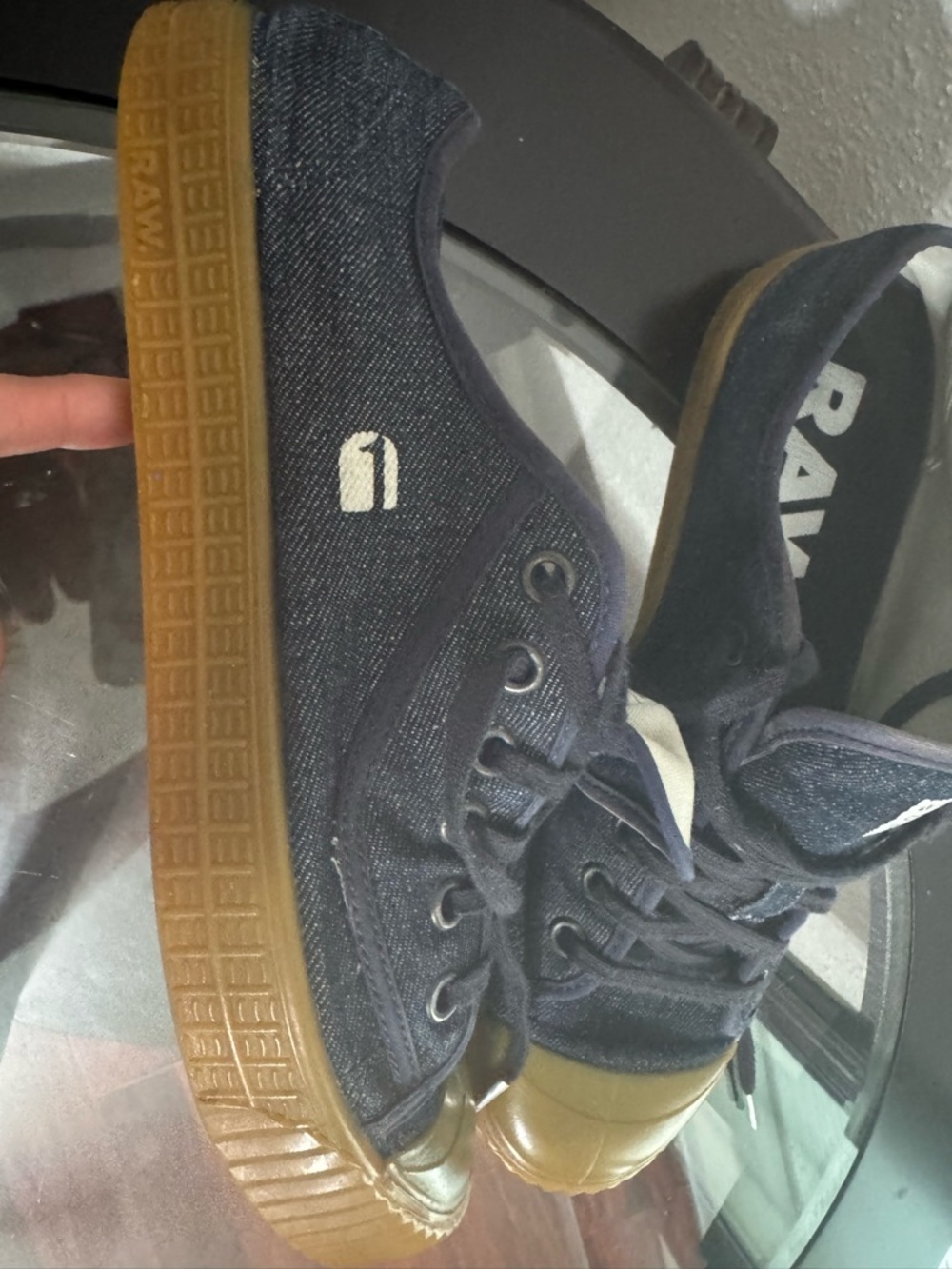 G-Star Navy Canvas Low-Top Sneakers with Gum Sole - Picture 2 of 16